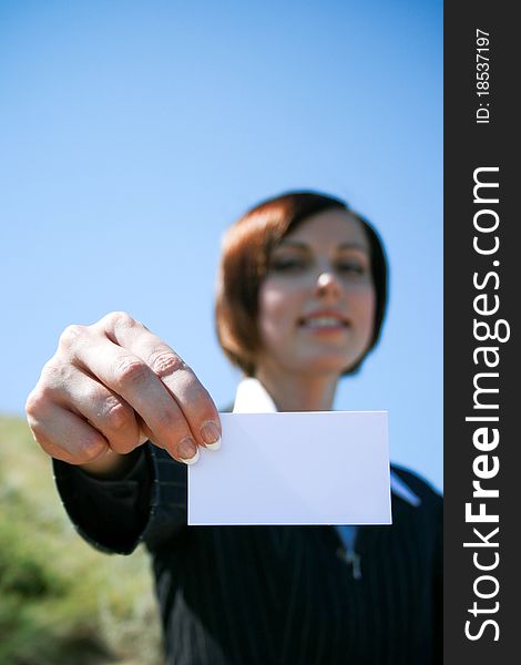 Young Caucasian Business Lady With Sheet Of Paper