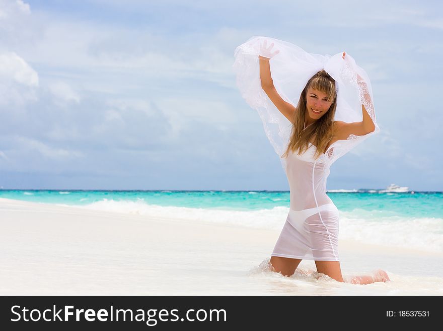 Bride on a tropical beach