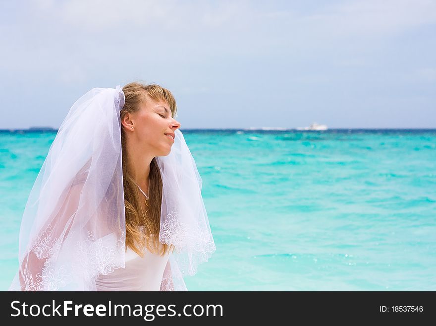 Bride on a tropical beach