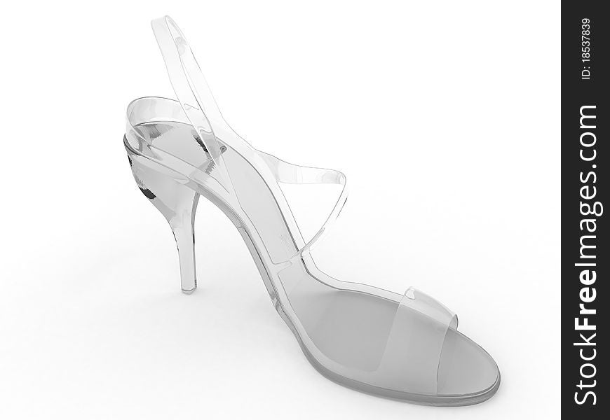 One shoe of blue glass on a white background №1. One shoe of blue glass on a white background №1