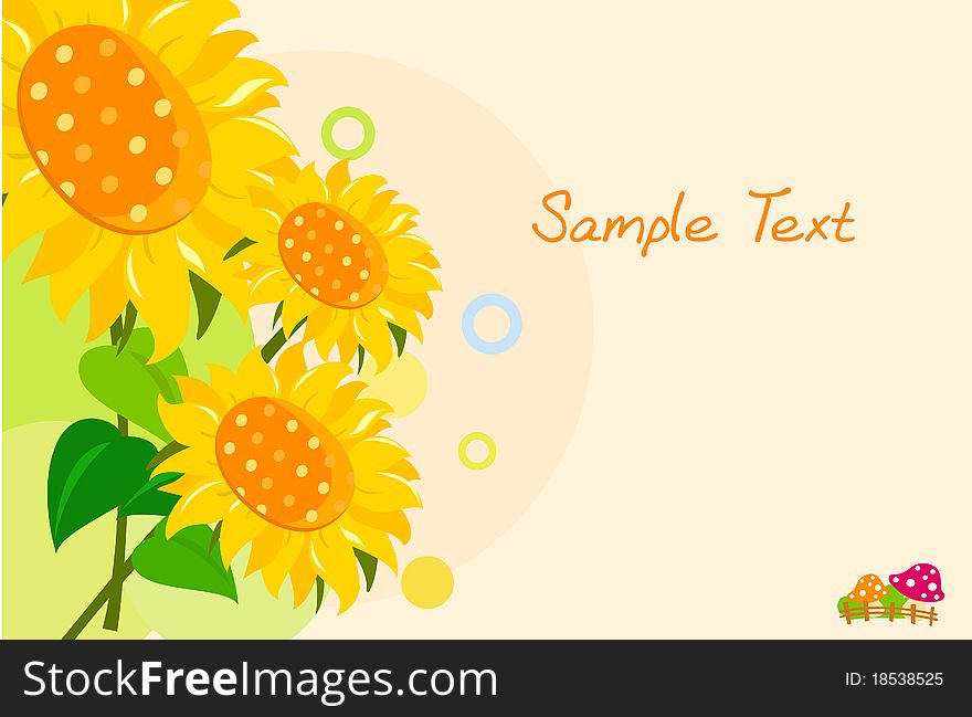 Cartoon of Cute Sunflower Background