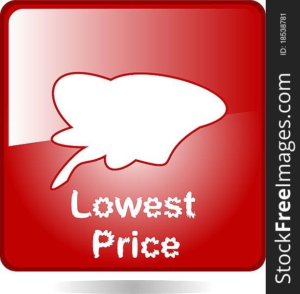 Red icon lowest sign price isolated on white. Red icon lowest sign price isolated on white