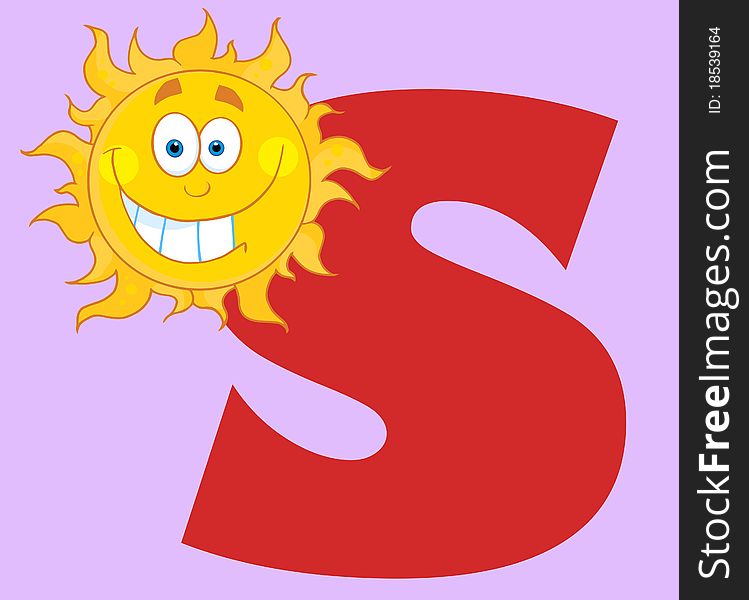 Happy Smiling Sun With Letters S