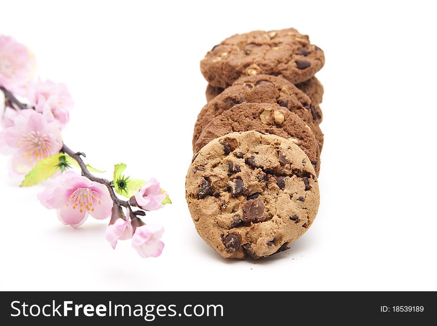 Round cookies with flower branch