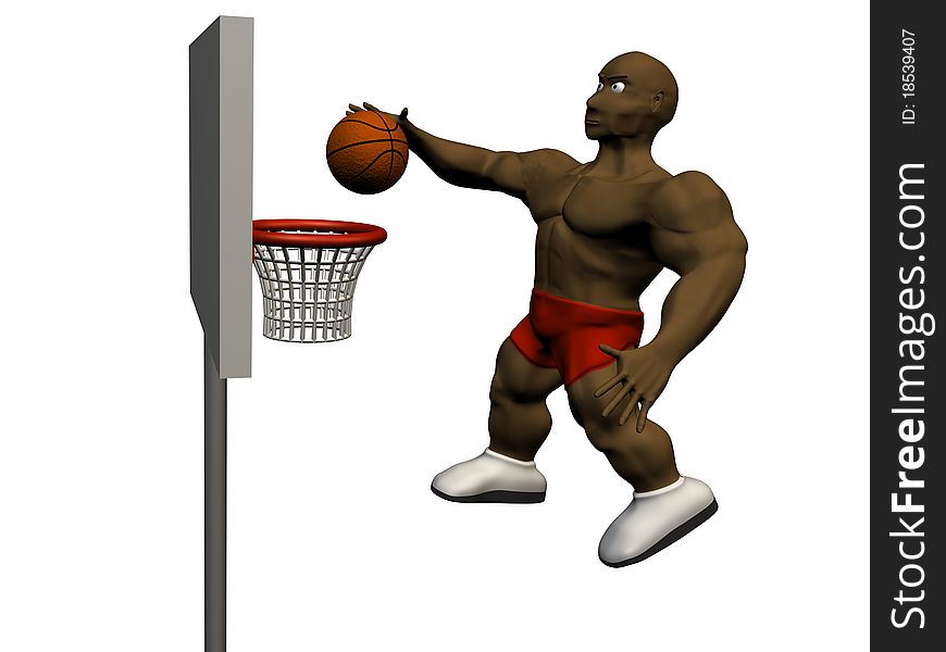 3d basketball player trying to made slam dunk