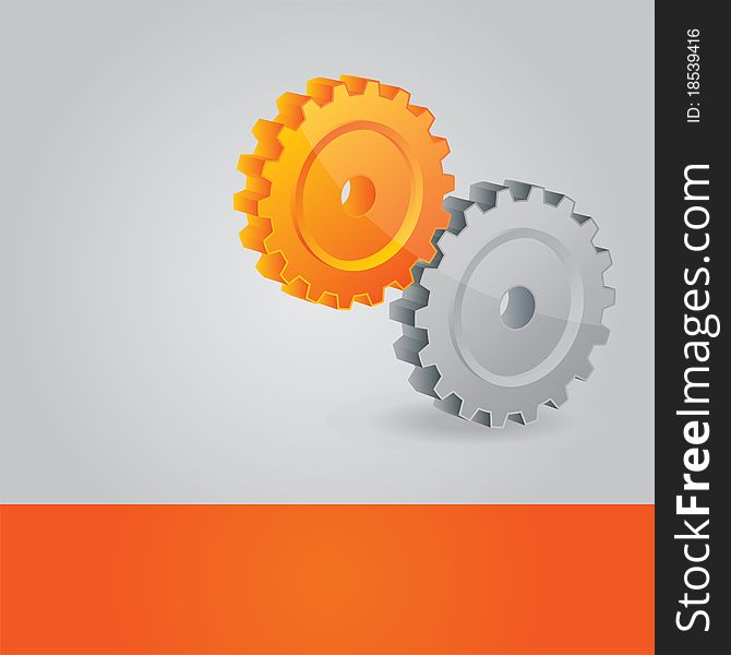 Abstract  background with cogwheels, add your text on the bottom orange line
