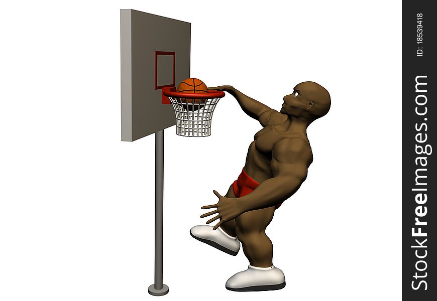 3d basketball player trying to made slam dunk