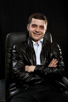 Gangster Male In Leather Royalty Free Stock Photography Gangster Male In Leather Royalty Free Stock Photography