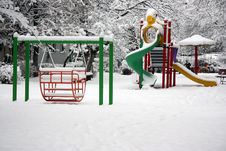 Playground With Snow Royalty Free Stock Photo Playground With Snow Royalty Free Stock Photo