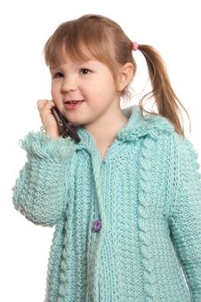 The Little Girl Speaks By Phone Royalty Free Stock Photos The Little Girl Speaks By Phone Royalty Free Stock Photos
