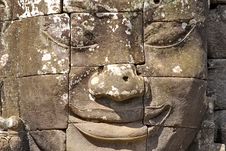 Stone Head On Towers Of Bayon Stock Image