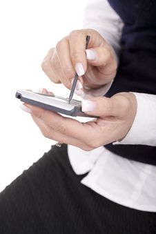 Woman Writes In Her Cellphone Stock Photography