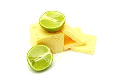 Slices Cheese With Laime Royalty Free Stock Images Slices Cheese With Laime Royalty Free Stock Images
