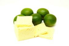 Slices Cheese With Laime Royalty Free Stock Photo Slices Cheese With Laime Royalty Free Stock Photo