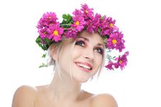 Beauty Woman Portrait With Wreath From Flowers Royalty Free Stock Image Beauty Woman Portrait With Wreath From Flowers Royalty Free Stock Image