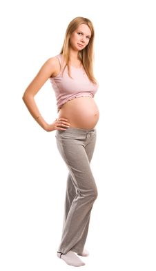 Pregnant Blond Girl On White Background Royalty Free Stock Photo