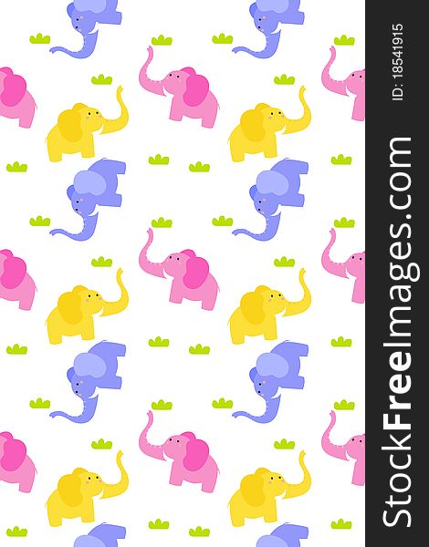 Seamless cute elephant background ,illustration