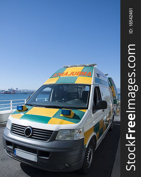 One of the Emergency Ambulances stationed in Gibraltar. One of the Emergency Ambulances stationed in Gibraltar.