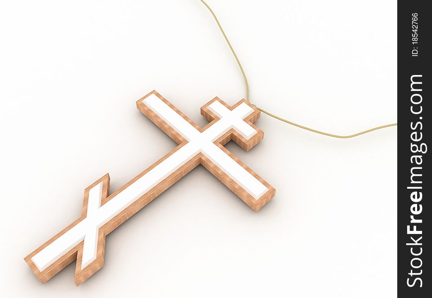 Wood religion cross with cord. Wood religion cross with cord