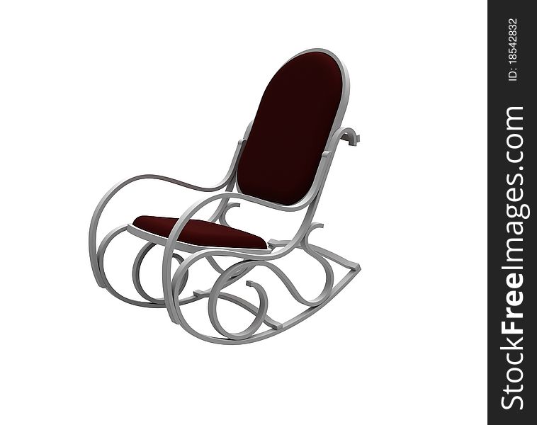 3d render of rocking-chair with soft sitting on a white background