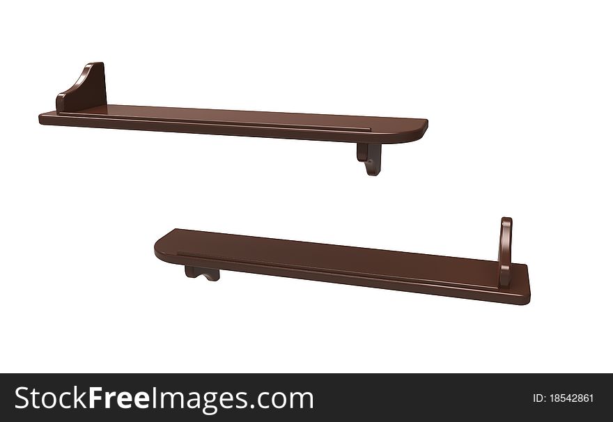 3d render of  wooden shelves on a white background. 3d render of  wooden shelves on a white background