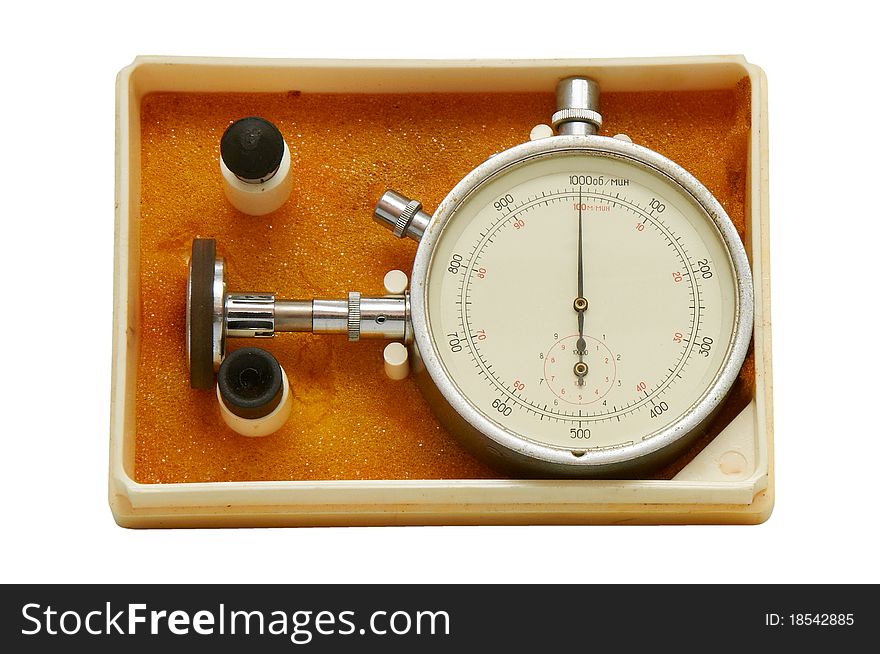 Instrument for measuring speed isolated on a white background