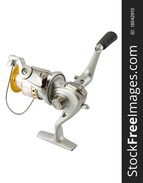 Fishing reel isolated on a white background