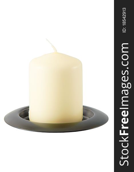 Large white candleisolated on a white background