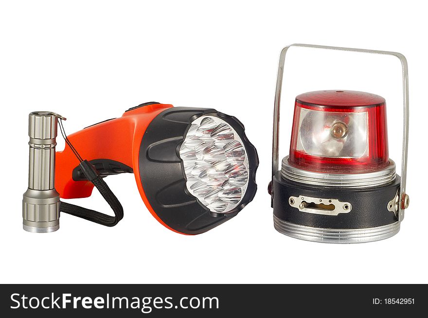 The three flashlights isolated on a white background