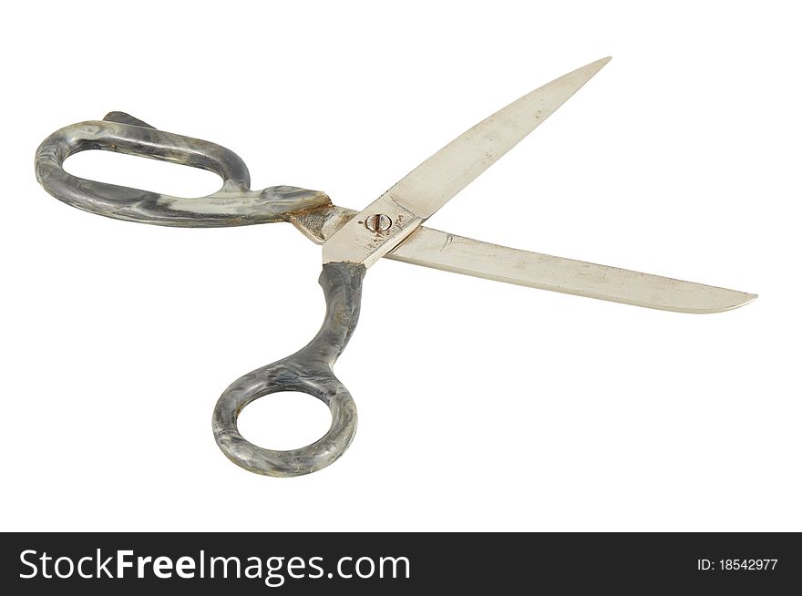 Professional scissors close up. Isolated on white background.