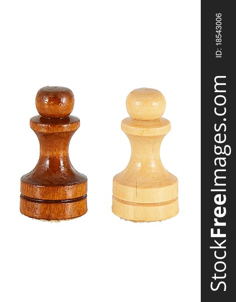 Wooden chessmen isolated on a white background