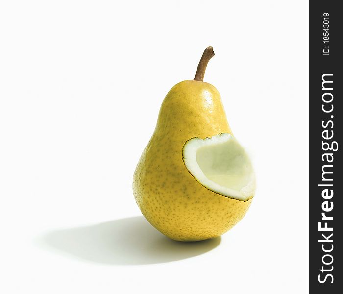 Yellow pear on white background