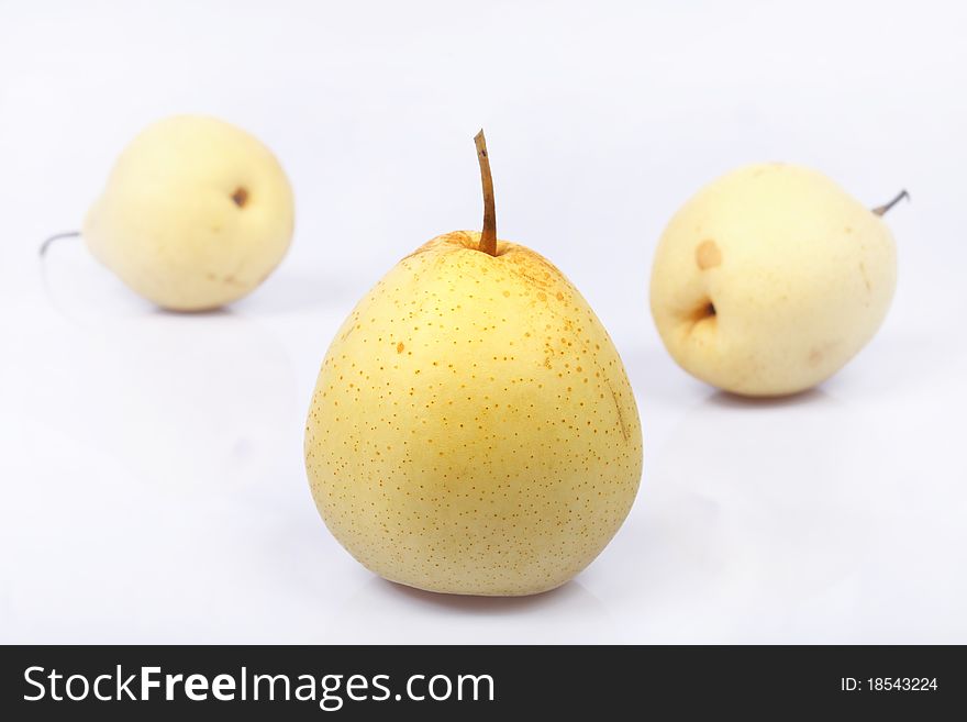 Indian Yellow pear on white background. Indian Yellow pear on white background
