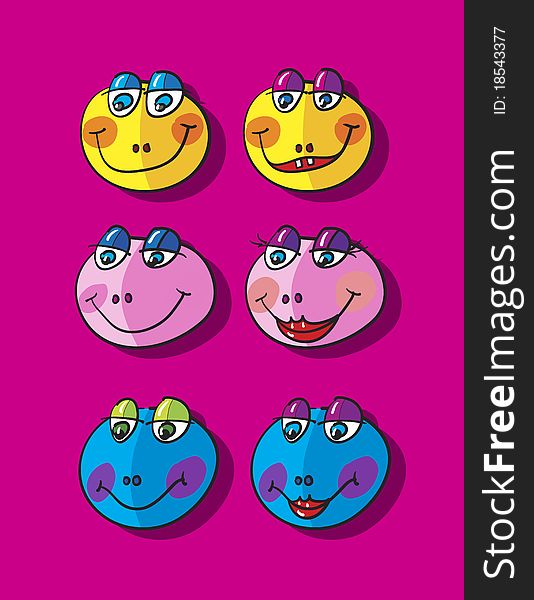 Smily cartoon, abstract vector art illustration