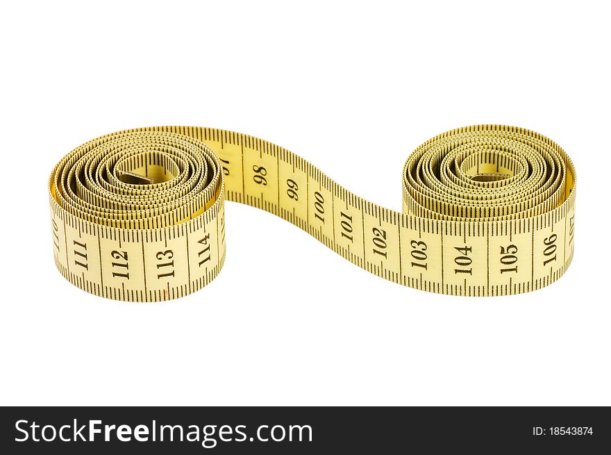 Yellow measuring tape isolated