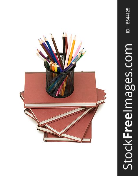 Back to school concept with books and pencils on white