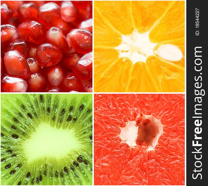 Various fruit close-up collage