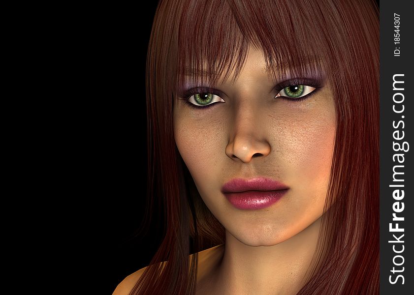 3D Rendering Portrait of woman with reddish brown hair