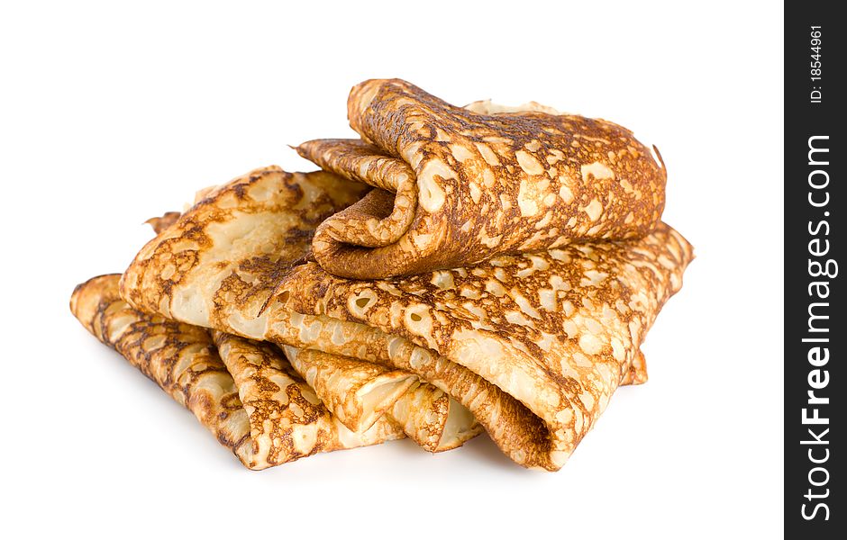 Folded pancakes isolated on a white background