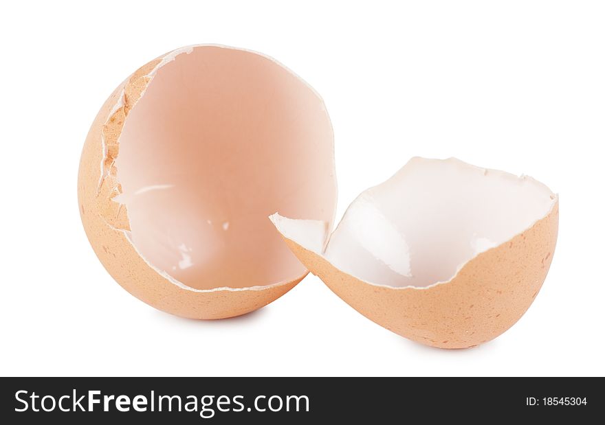 Shell of broken egg isolated over white