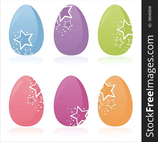 Set of 6 colorful easter eggs