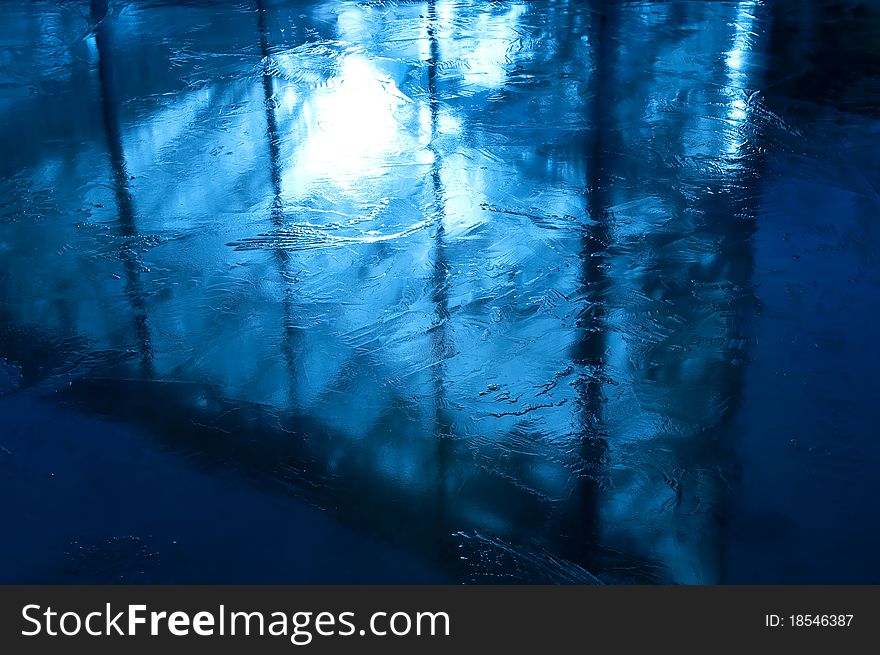 Reflection of a building in the ice. Reflection of a building in the ice.