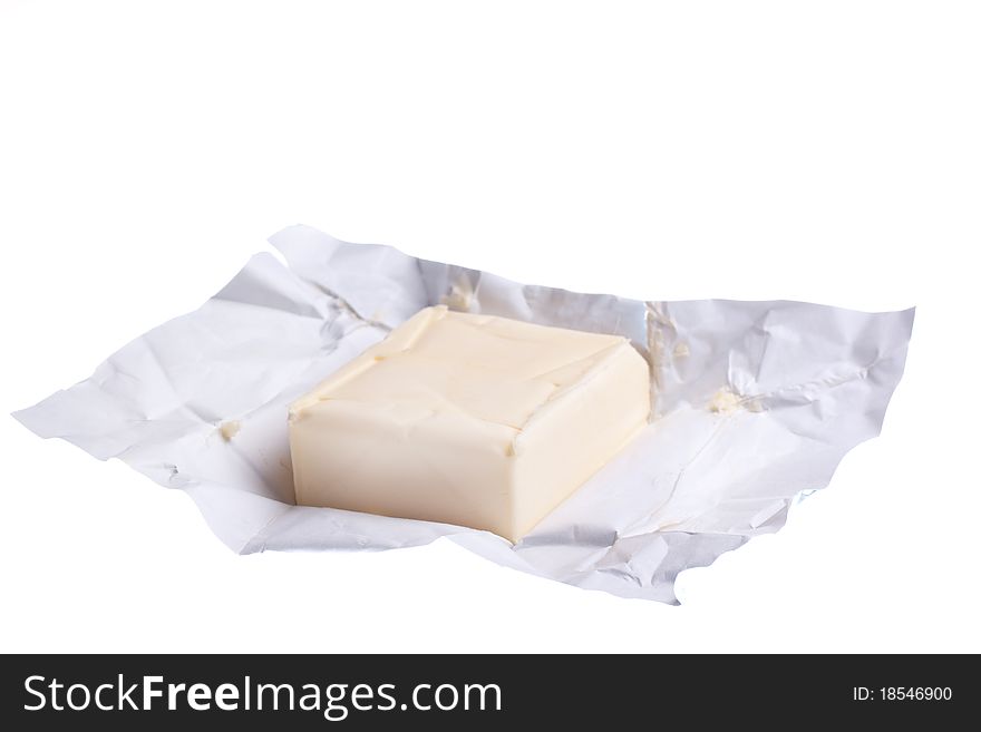 Open Block of Butter isolated. Open Block of Butter isolated