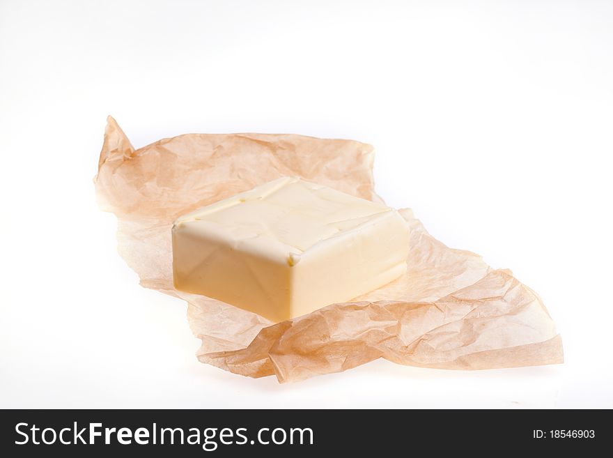 Open Block of Butter isolated. Open Block of Butter isolated