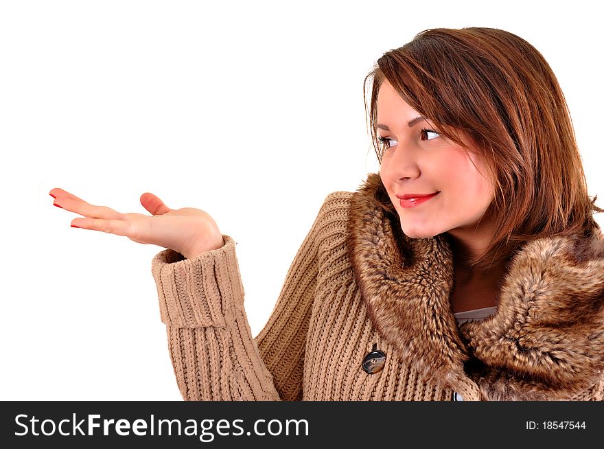 Portrait of happy smiling woman, isolated on white background