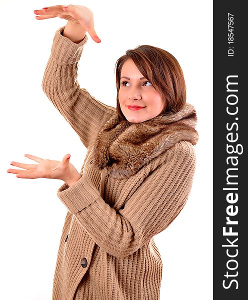 Portrait of happy smiling woman, isolated on white background