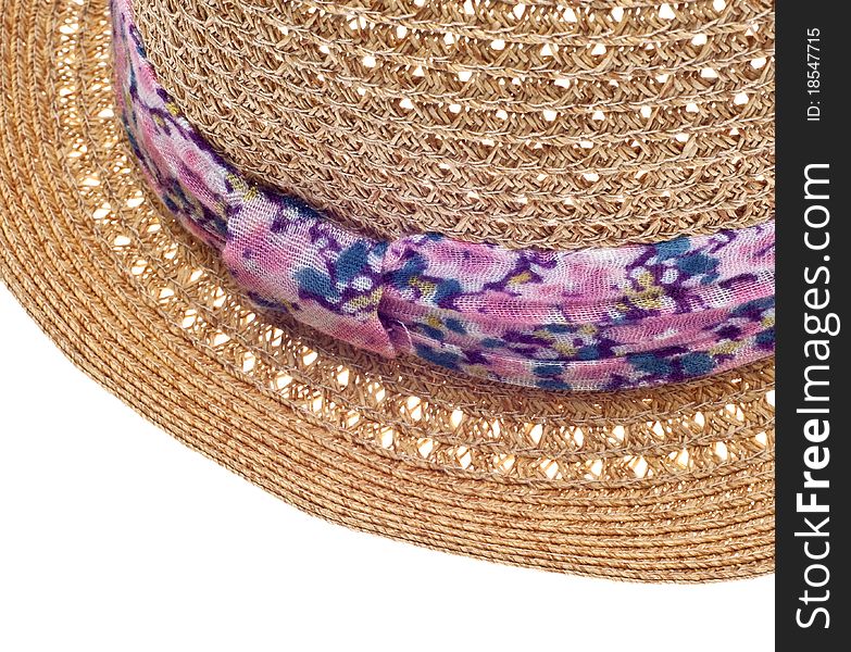 Summer Hat with Floral Pattern Close Up Border Image.