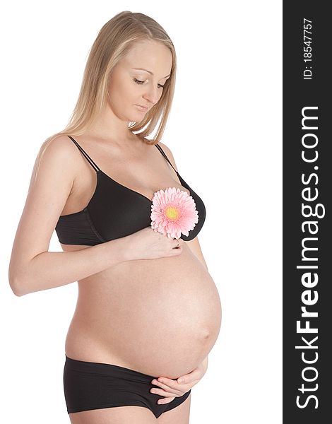 Pregnant woman on an isolated white background. Pregnant woman on an isolated white background