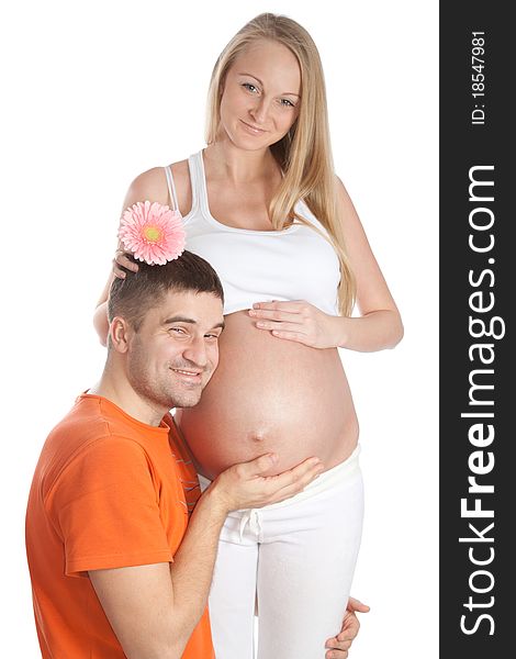 Beautiful man and woman pregnant couple. Beautiful man and woman pregnant couple