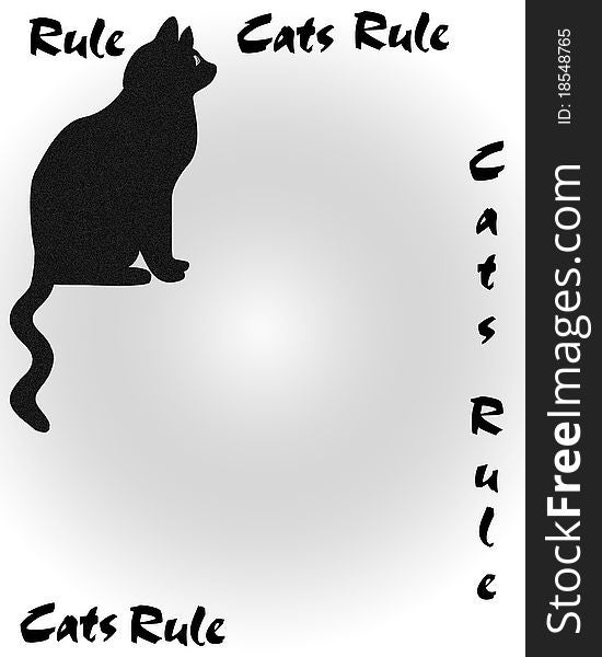 Cats rule poster blank center frame illustration. Cats rule poster blank center frame illustration